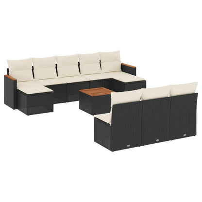 Set Divani da Giardino 11 pz con Cuscini in Polyrattan Nero - homemem39