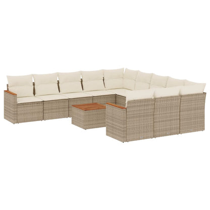 Set Divani da Giardino 12 pz con Cuscini Beige in Polyrattan - homemem39