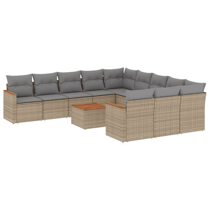 Set Divano da Giardino 12 pz con Cuscini Beige Misto Polyrattan - homemem39