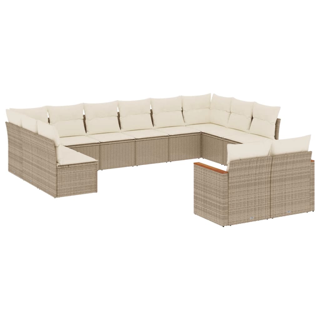 Set Divani da Giardino 12 pz con Cuscini Beige in Polyrattan | homemem39