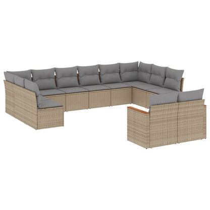 Set Divano da Giardino 12 pz con Cuscini Beige Misto Polyrattan | homemem39