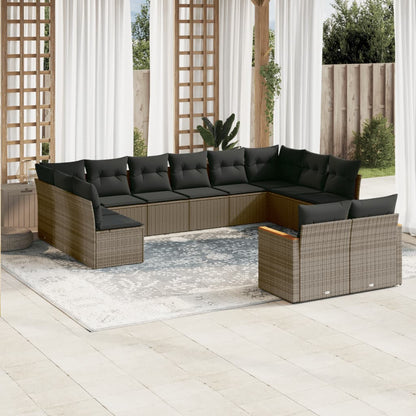 Set Divani da Giardino 12 pz con Cuscini Grigio in Polyrattan | homemem39