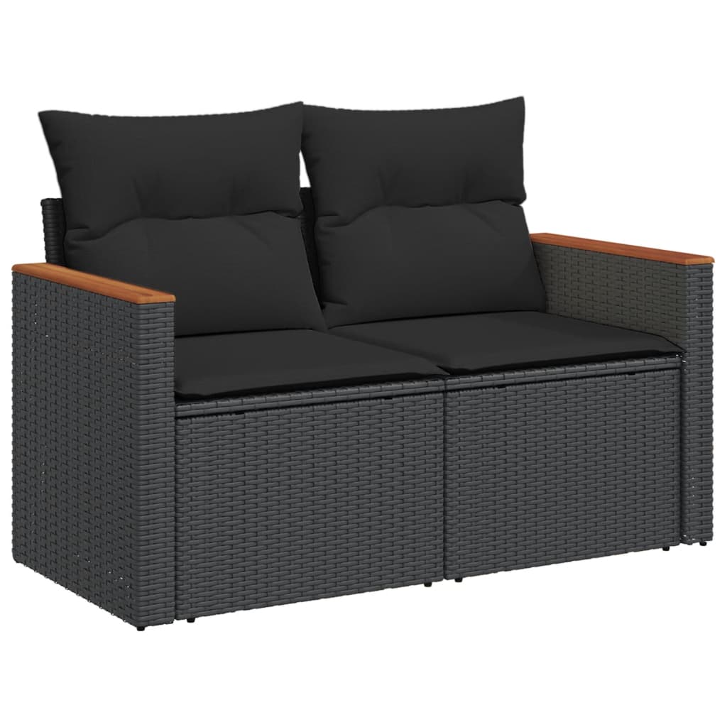 Set Divani da Giardino 13pz con Cuscini Nero in Polyrattan - homemem39