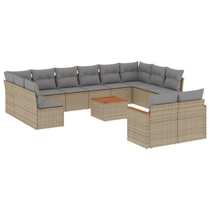 Set Divano da Giardino 13 pz con Cuscini Beige Misto Polyrattan - homemem39