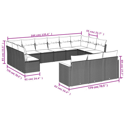 Set Divani da Giardino 13 pz con Cuscini Grigio in Polyrattan | homemem39