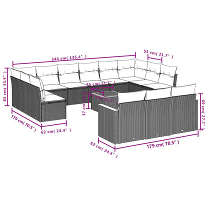 Set Divani da Giardino 14pz con Cuscini in Polyrattan Nero - homemem39