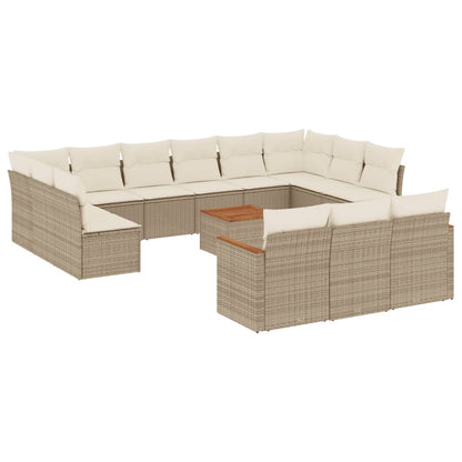 Set Divani da Giardino 14pz con Cuscini in Polyrattan Beige - homemem39
