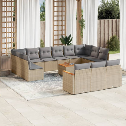 Set Divano da Giardino 14 pz con Cuscini Beige Misto Polyrattan - homemem39