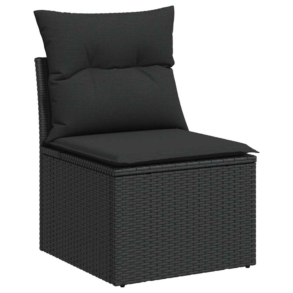 Set Divani da Giardino 13pz con Cuscini Nero in Polyrattan | homemem39