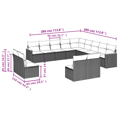 Set Divani da Giardino 13 pz con Cuscini Grigio in Polyrattan - homemem39