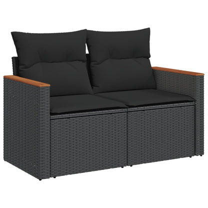 Set Divani da Giardino 14pz con Cuscini in Polyrattan Nero | homemem39