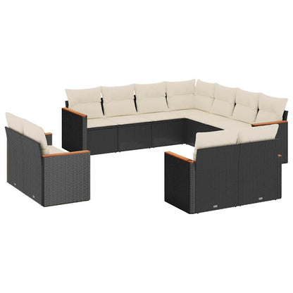 Set Divani da Giardino 11 pz con Cuscini in Polyrattan Nero - homemem39
