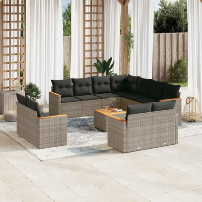 Set Divani da Giardino 12 pz con Cuscini Grigio in Polyrattan - homemem39