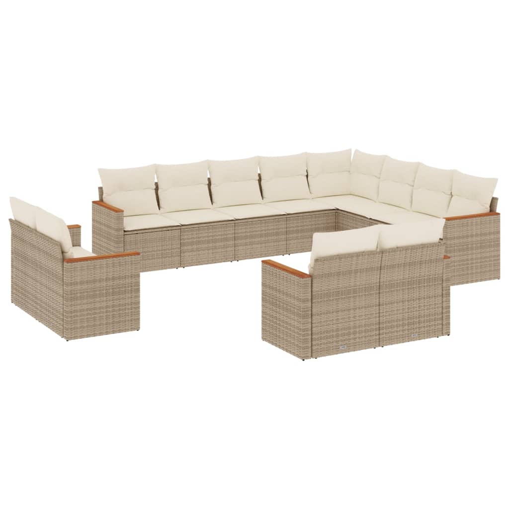 Set Divani da Giardino 12 pz con Cuscini Beige in Polyrattan - homemem39