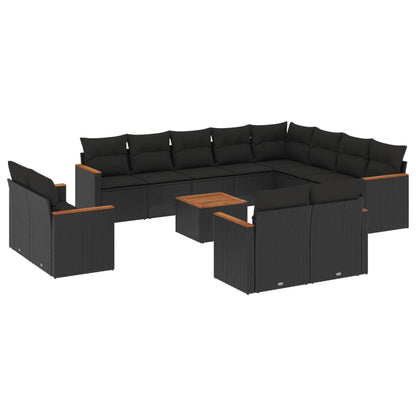 Set Divani da Giardino 13pz con Cuscini Nero in Polyrattan - homemem39