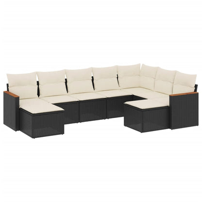 Set Divani da Giardino 9 pz con Cuscini Nero in Polyrattan - homemem39