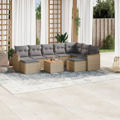 Set Divano da Giardino 10 pz con Cuscini Beige Misto Polyrattan - homemem39