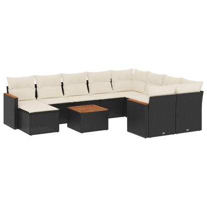 Set Divani da Giardino 11 pz con Cuscini in Polyrattan Nero - homemem39