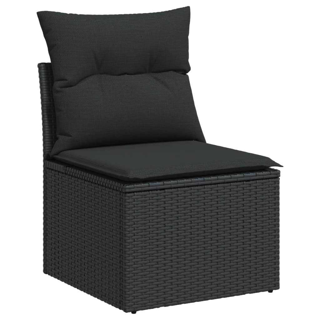 Set Divani da Giardino 11 pz con Cuscini in Polyrattan Nero | homemem39