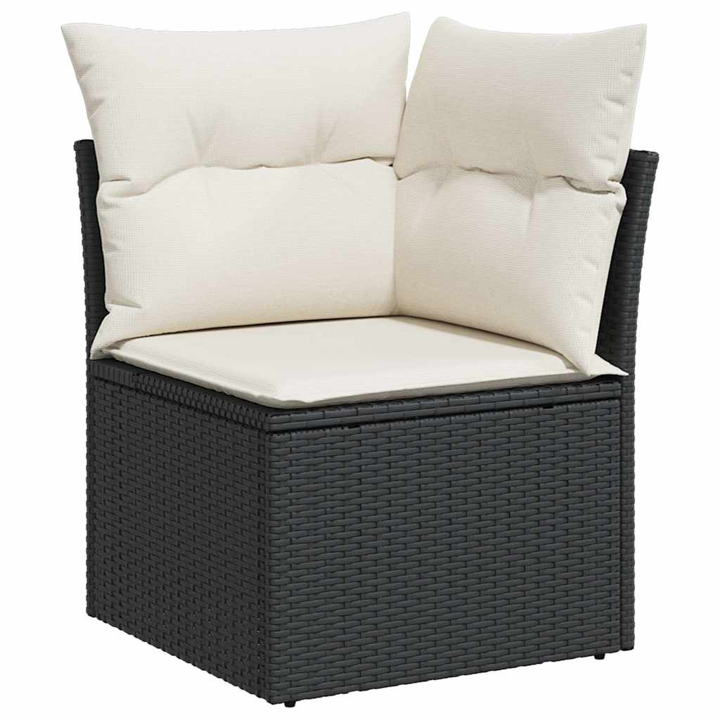 Set Divani da Giardino 11 pz con Cuscini in Polyrattan Nero | homemem39
