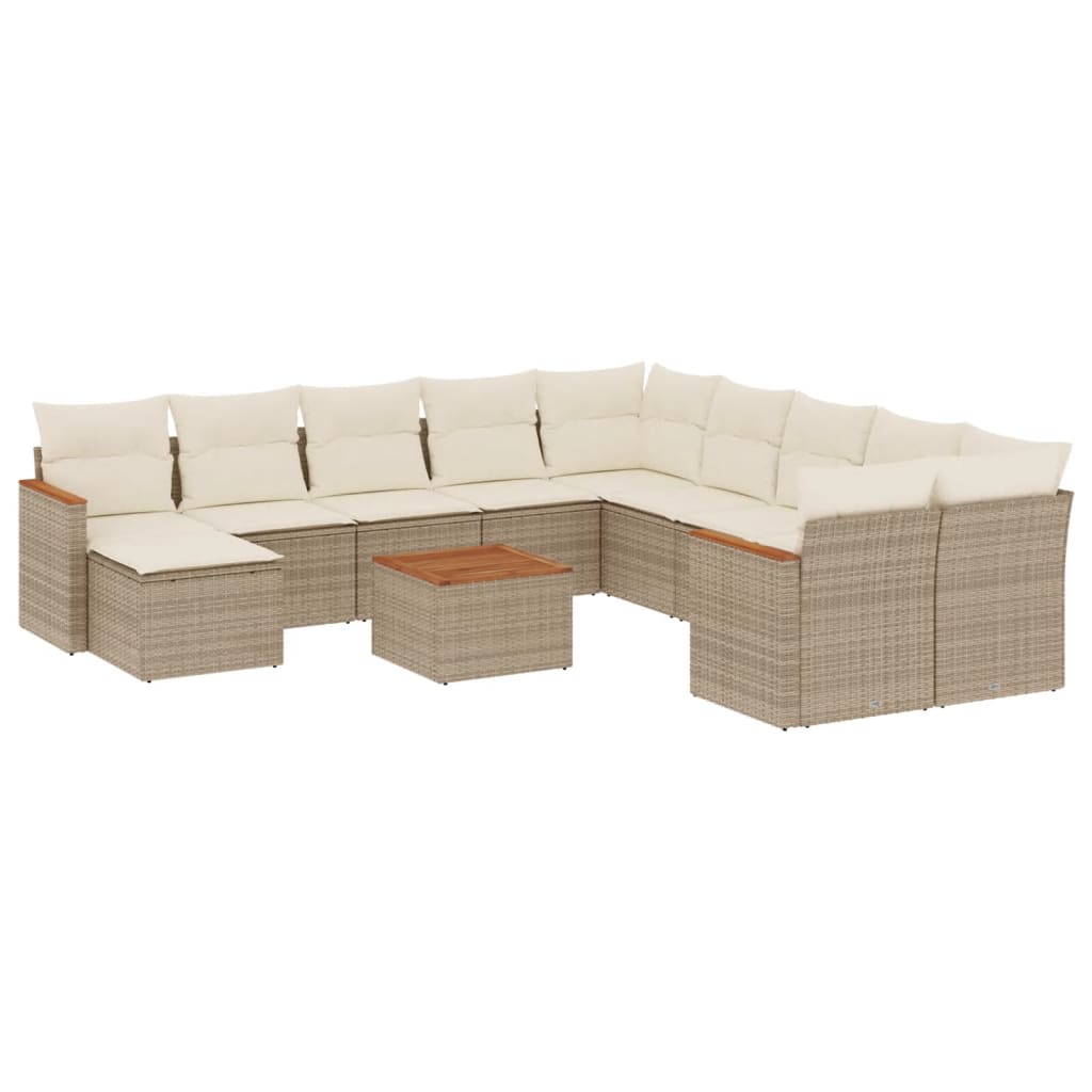 Set Divani da Giardino 12 pz con Cuscini Beige in Polyrattan - homemem39