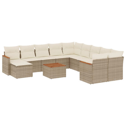 Set Divani da Giardino 12 pz con Cuscini Beige in Polyrattan - homemem39