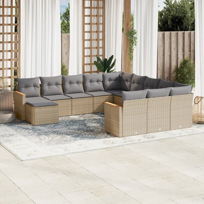 Set Divano da Giardino 12 pz con Cuscini Beige Misto Polyrattan - homemem39