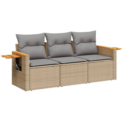 Set Divano da Giardino 3 pz con Cuscini Beige in Polyrattan - homemem39