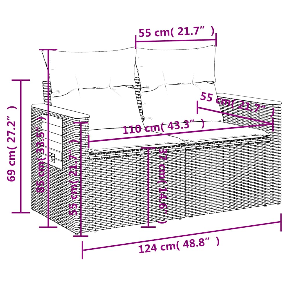 Set Divani da Giardino 5 pz con Cuscini in Polyrattan Nero | homemem39