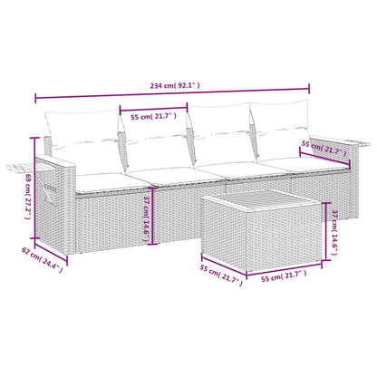 Set Divano da Giardino 5 pz con Cuscini Beige in Polyrattan - homemem39