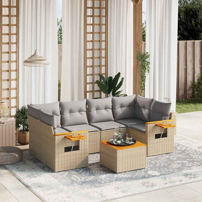 Set Divani da Giardino 7 pz con Cuscini in Polyrattan