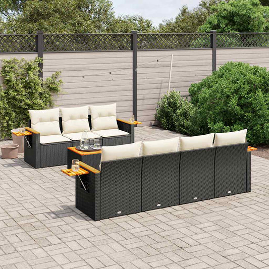 Set Divani da Giardino con Cuscini 8 pz Nero in Polyrattan - homemem39