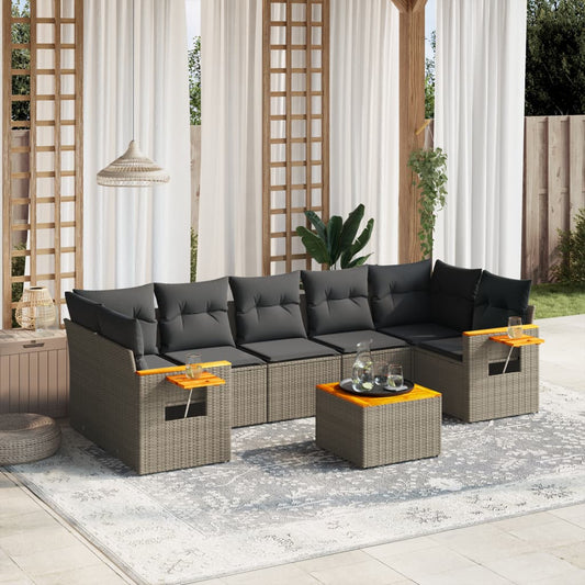 Set Divano da Giardino 8 pz con Cuscini Grigio in Polyrattan - homemem39