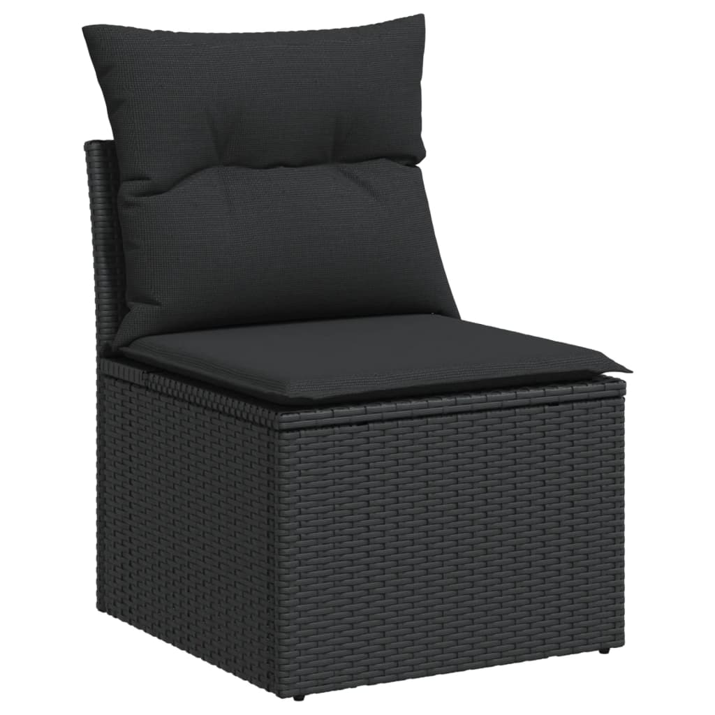 Set Divani da Giardino 4 pz con Cuscini Nero in Polyrattan | homemem39