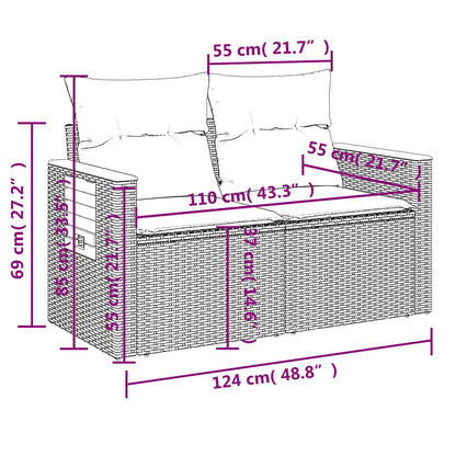Set Divano da Giardino 6 pz con Cuscini Nero in Polyrattan | homemem39