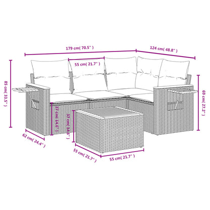 Set Divani da Giardino 5 pz con Cuscini in Polyrattan Nero | homemem39