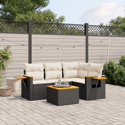 Set Divani da Giardino 5 pz con Cuscini in Polyrattan Nero - homemem39