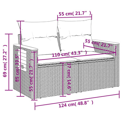 Set Divano da Giardino 6 pz con Cuscini Nero in Polyrattan | homemem39