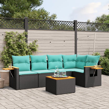 Set Divani da Giardino 6 pz con Cuscini Nero in Polyrattan - homemem39