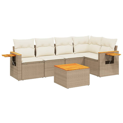 Set Divano da Giardino 6 pz con Cuscini Beige in Polyrattan - homemem39