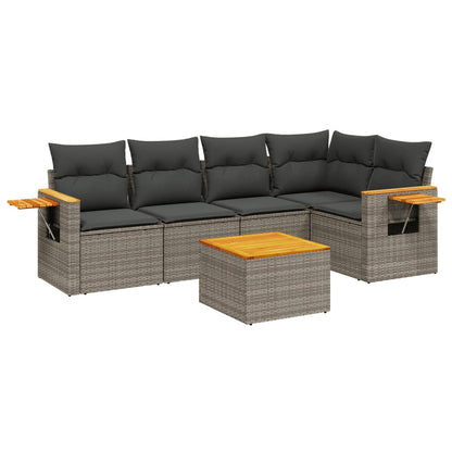 Set Divano da Giardino 6 pz con Cuscini Grigio in Polyrattan - homemem39