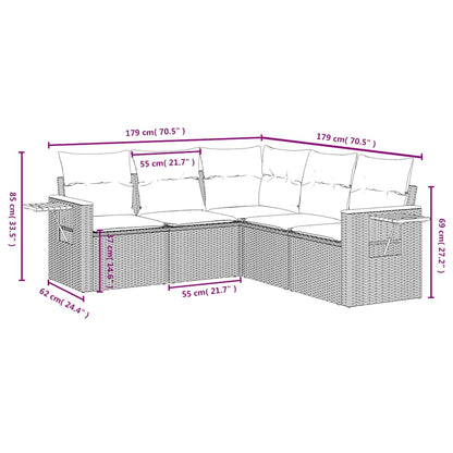 Set Divani da Giardino 5 pz con Cuscini in Polyrattan Nero