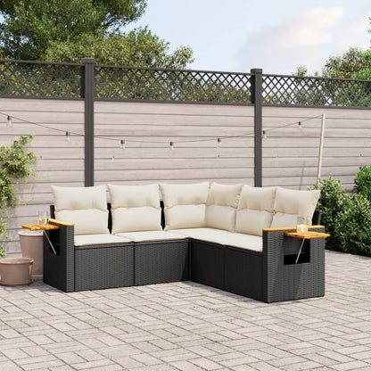 Set Divani da Giardino 5 pz con Cuscini in Polyrattan Nero - homemem39