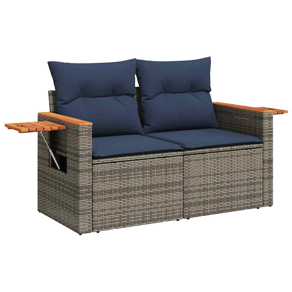 Set Divani da Giardino 5 pz con Cuscini Grigio in Polyrattan | homemem39