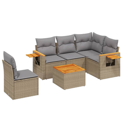 Set Divano da Giardino 6 pz con Cuscini Beige in Polyrattan - homemem39