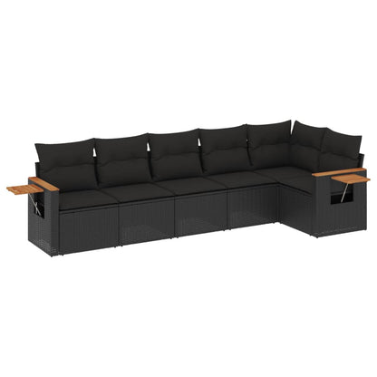 Set Divano da Giardino 6 pz con Cuscini Nero in Polyrattan - homemem39