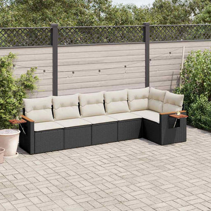 Set Divano da Giardino 6 pz con Cuscini Nero in Polyrattan - homemem39