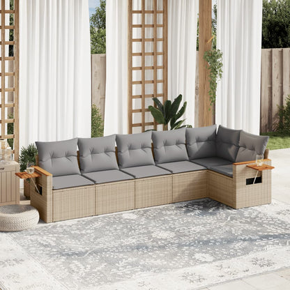 Set Divano da Giardino 6 pz con Cuscini Beige in Polyrattan - homemem39