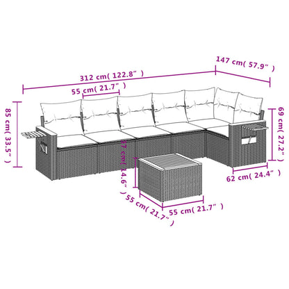 Set Divani da Giardino con Cuscini 7pz Nero Polyrattan | homemem39
