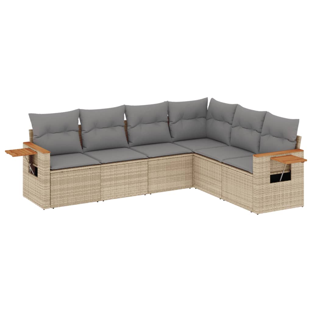 Set Divano da Giardino 6 pz con Cuscini Beige in Polyrattan - homemem39